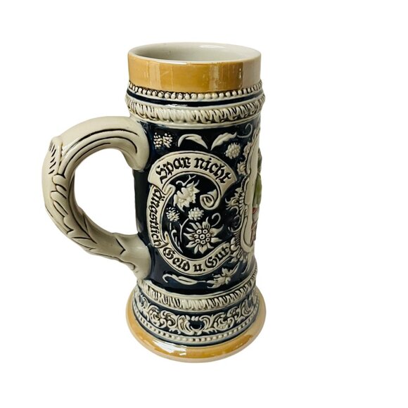 Vintage German Beer Stein Mug With Handle Hand-Painted Ceramic Bavarian Tavern S - Picture 2 of 11